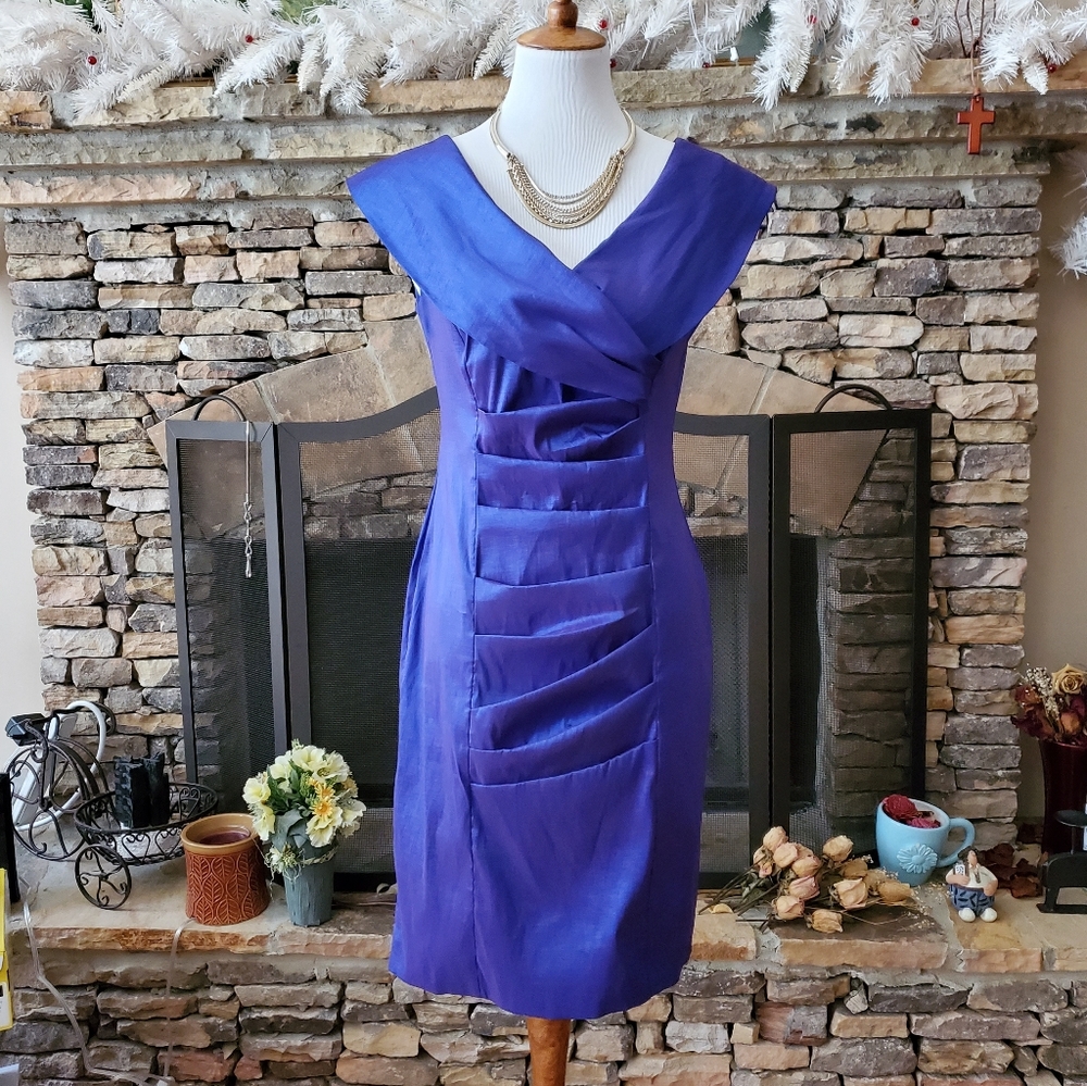 ❤️Last Chance !! Calvin Klein Purple Satin Sheath Cocktail Dress